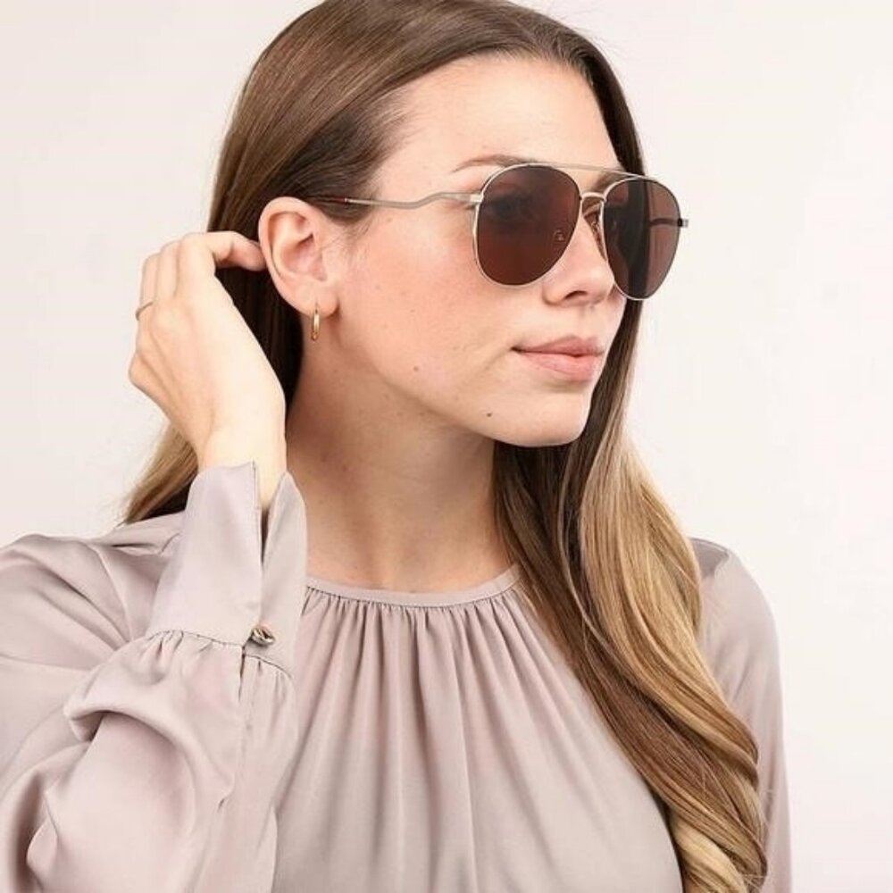 💯 - New Authentic Gucci Brown Pilot Ladies Sunglasses GG0969S 002